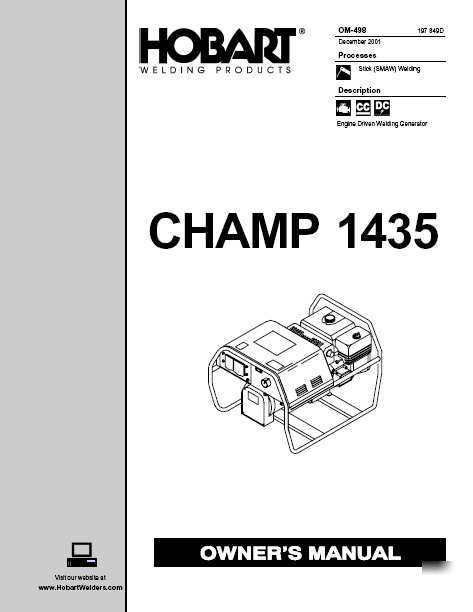 Hobart champ 1435 owners manual