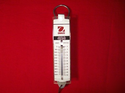 New ohaus hanging lab scale calibrated in grams & tons