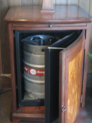 Kegerator beer beverage bar fridge cooler wood cabinet