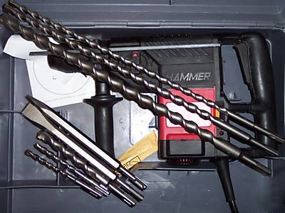 Hammer drill and 3 long drill bits sds plus 