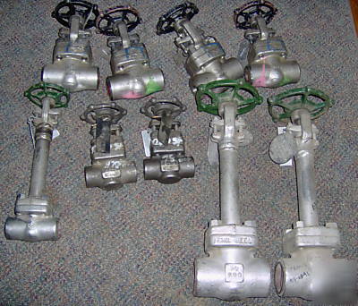 New 1 lot co 316SS forged steel gate valves 9PCS