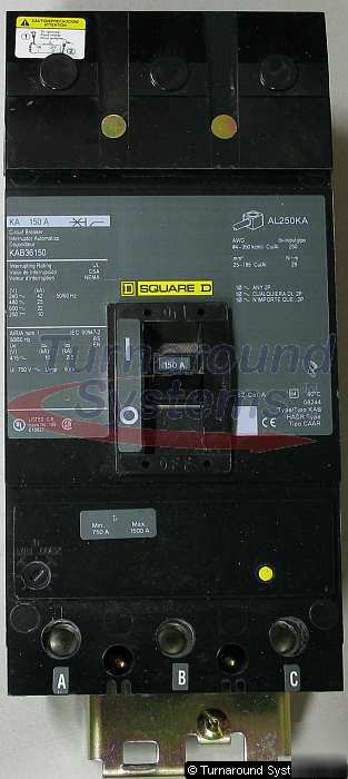 New square d KAB36150 circuit breaker, 150 amp, i-line, 