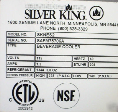 Silver king beverage cooler SKNES2