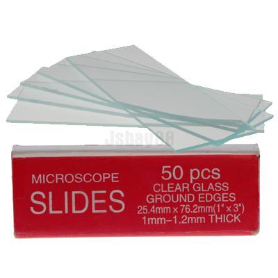 Lot of 50 blank microscope slides thickness 1MM +box