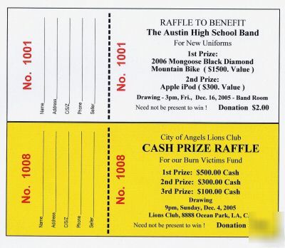 1000 raffle tickets~ drawing events money -best quality