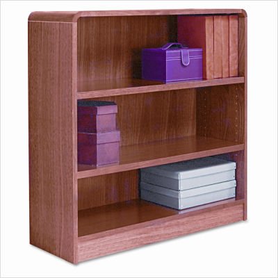 Radius corner bookcase finished back 3-shelf