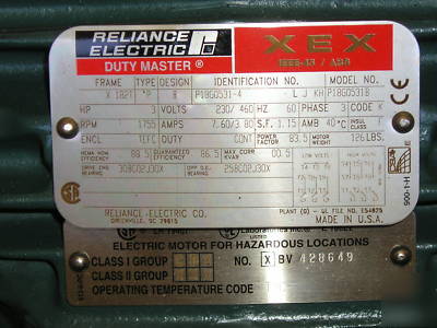Reliance electric P18G531 explosion proof motor 3HP xex