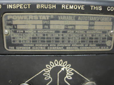 Superior electric powerstat variable transformer 136 