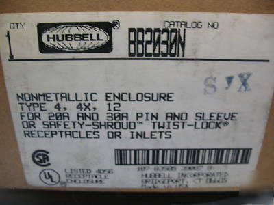New hubbell BB2030N nema 4 enclosure for 20-30A devices