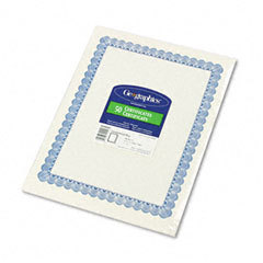 Parchment paper certificates, 8-1/2 x 11, blue conventi