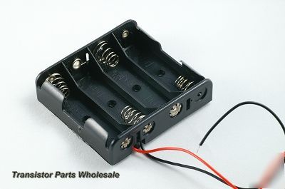 Pkg 6, 4 x aa battery holder case with 15CM 5.9