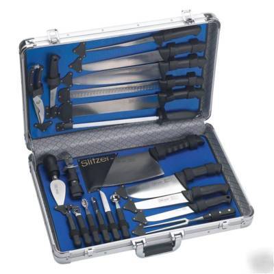 New 22PC professional pro chef's cutlery knife set case 