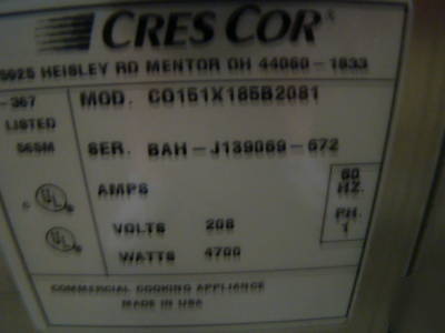 New cres cor convection oven