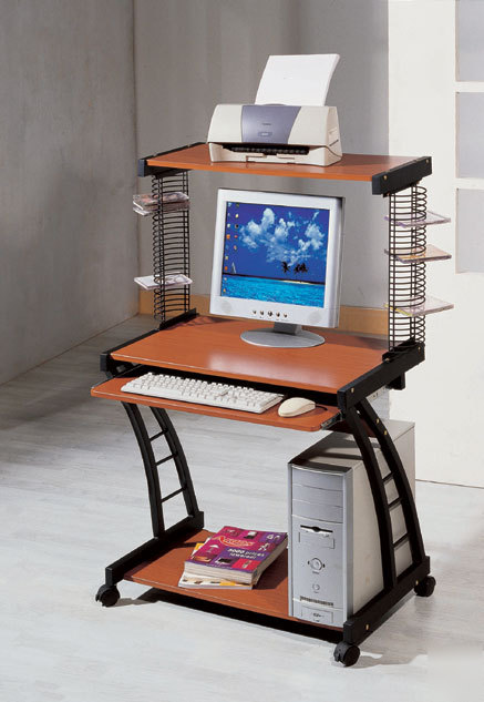 New mobile computer desk cart home office w solid hutch