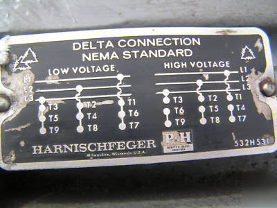 P & h 60 hp slip ring crane motor 1170 rpm, fr hew-444X