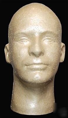 2 x male styrofoam foam mannequin head display hat gold