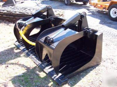 72 grapple rock root rake bucket skid loader fit bobcat
