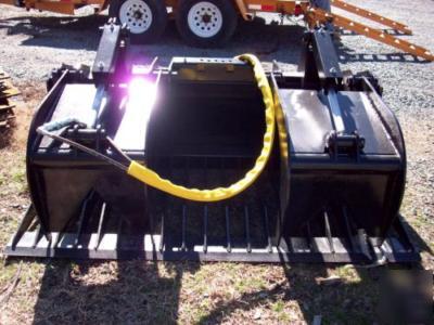 72 grapple rock root rake bucket skid loader fit bobcat