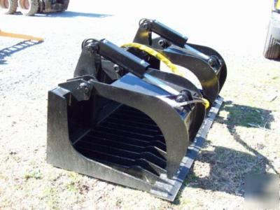 72 grapple rock root rake bucket skid loader fit bobcat