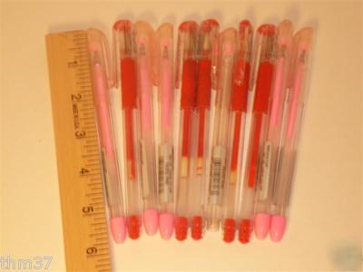 Gel pens lot of 10 pastel pink & red see detail