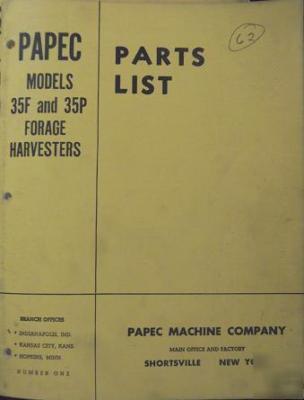 Papec 35F, 35P forage harvesters parts manual