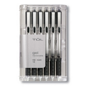 (12) tul retractable gel ink pens black- .5MM fine