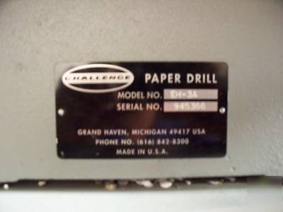 Challenge EH3A hydraulic 3-hole paper drill