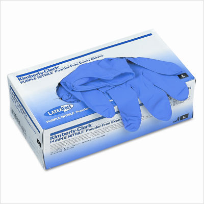 Disposable nitrile exam gloves, large, purple, 100/box