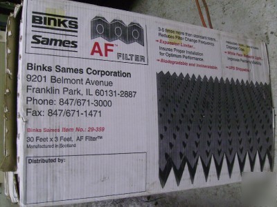 Binks af disposable spraybooth 29-359 airfilters 3'X30'