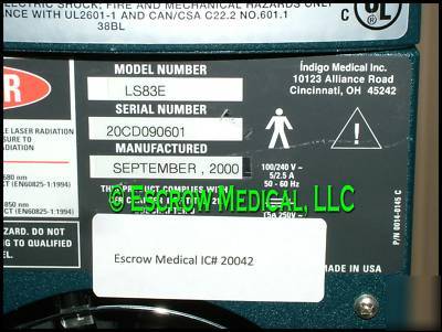 Indigo 830E prostate surgical or laser as-is parts unit