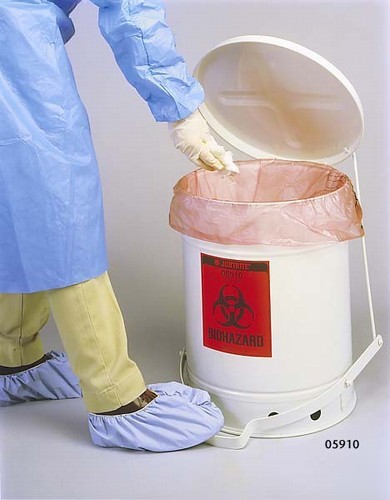 Justrite 6 gallon white biohazard waste can