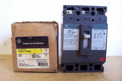 Ge THED136040 600 v ac 250 vdc 3-pole 40 amps