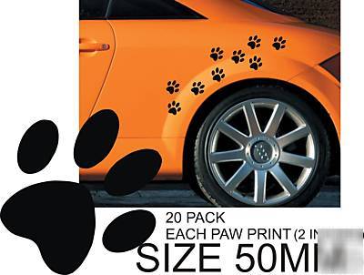 24 paw prints decals for car quad bike kart fridge