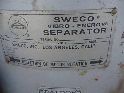 Sweco vibro-energy separator sifter model LS24C44 610MM