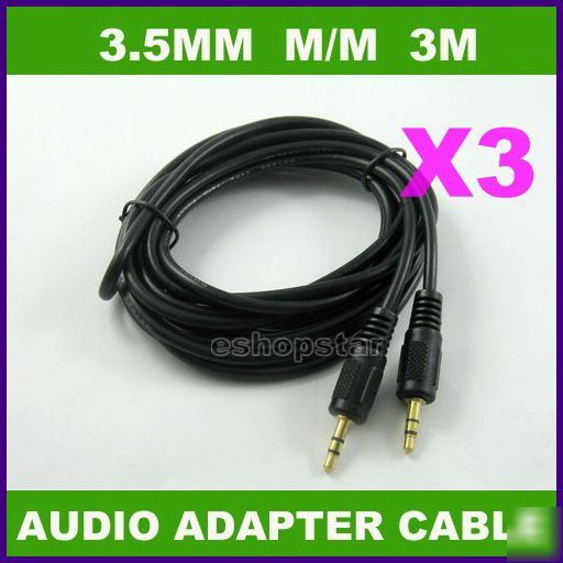 3X 10FT male to male audio stereo extension adapter