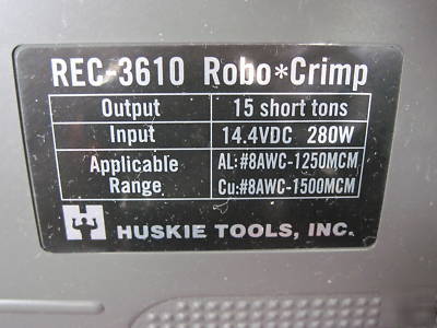 Huskie rec-3610 15 ton hydraulic crimper robo crimp