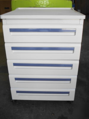 Midmark 5 drawer mobile cart 24X24 pebble gray 