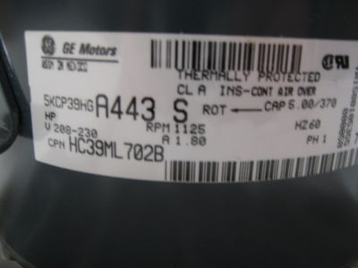 New blower motor, 1/4 hp, 1125 rpm, 230 v, # HC39ML702B