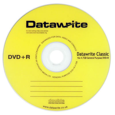 25 datawrite yellow 16X dvd+r blank dvd discs
