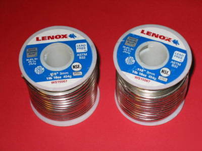 Lenox lead free tin silver .118INDIA solder WS15067 2LB