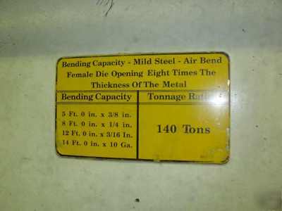 Wysong 140 ton x 10' hydraulic press brake 6-axis bg 