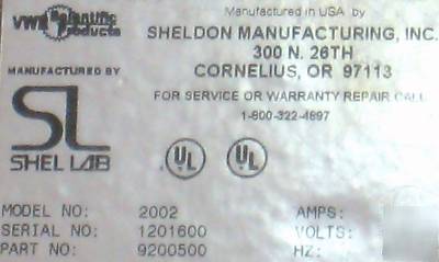 Shel lab vwr 2002 automatic CO2 incubator tank switcher