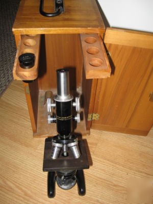 Bausch & lomb microscope in wood case