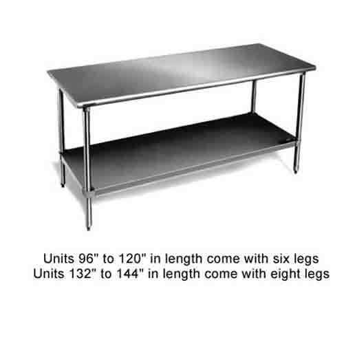 Eagle T2436SEB work table, stainless steel top, undersh