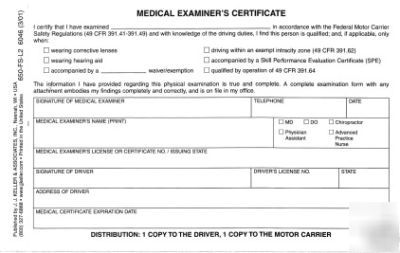 Medical examiner's certificate 650-fs-L2 (qty: 100)