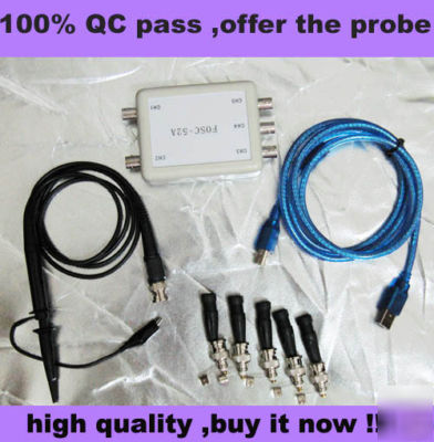 New 5 channel portable pc usb 2.0 oscilloscope+probe+cd