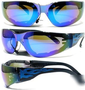 Rider g-tech blue mirror lens safety glasses sunglasses