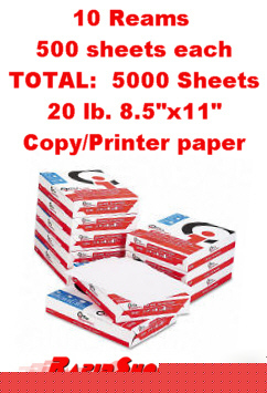 10/500 sheet reams 8.5X11 copy printer paper 2 day ship