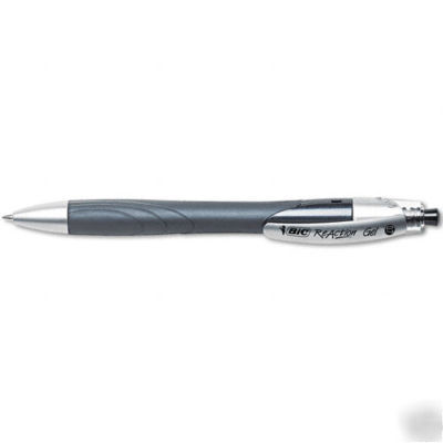 (6) bic reaction gel roller ball pens - black ink