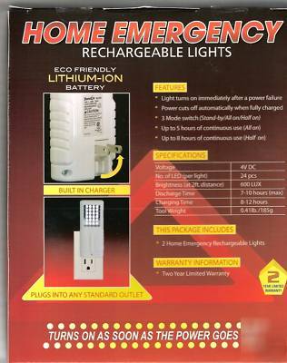 Home emergency rechargeable lights - 2 pack